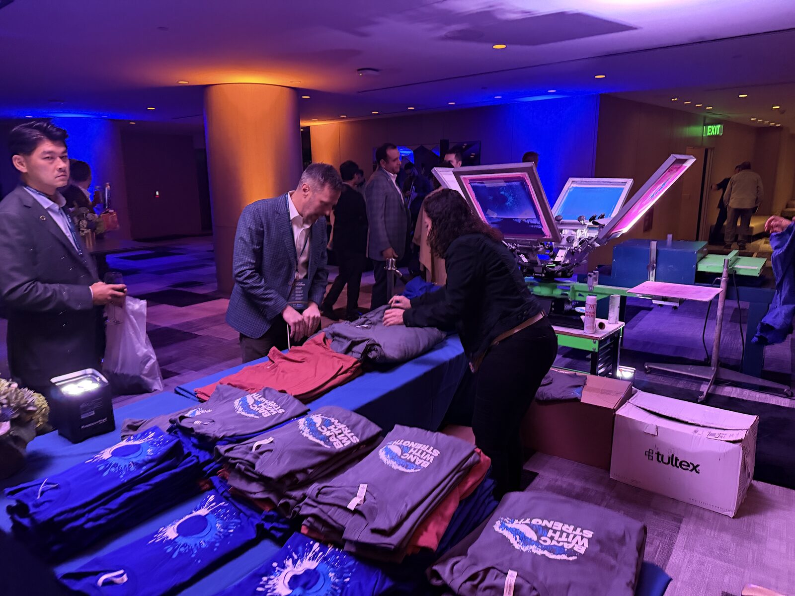 Live screen printing activation for Banc of California at the Fairmont Century Plaza